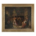 CONTINENTAL SCHOOL (19TH CENTURY) Rustic Folk Partying in an Interior, a Band Playing on a