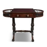 A WILLIAM IV ROSEWOOD WRITING DESK, the top with central writing section inset with tooled red