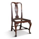 A RARE IRISH WALNUT TALL BACK CHAIR, EARLY 18TH CENTURY, the central vase shaped splat with