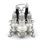 ***PLEASE NOTE LOT NUMBER SHOULD READ 675 IN PRINTED CATALOGUE*** A GEORGE II WARWICK CRUET STAND,