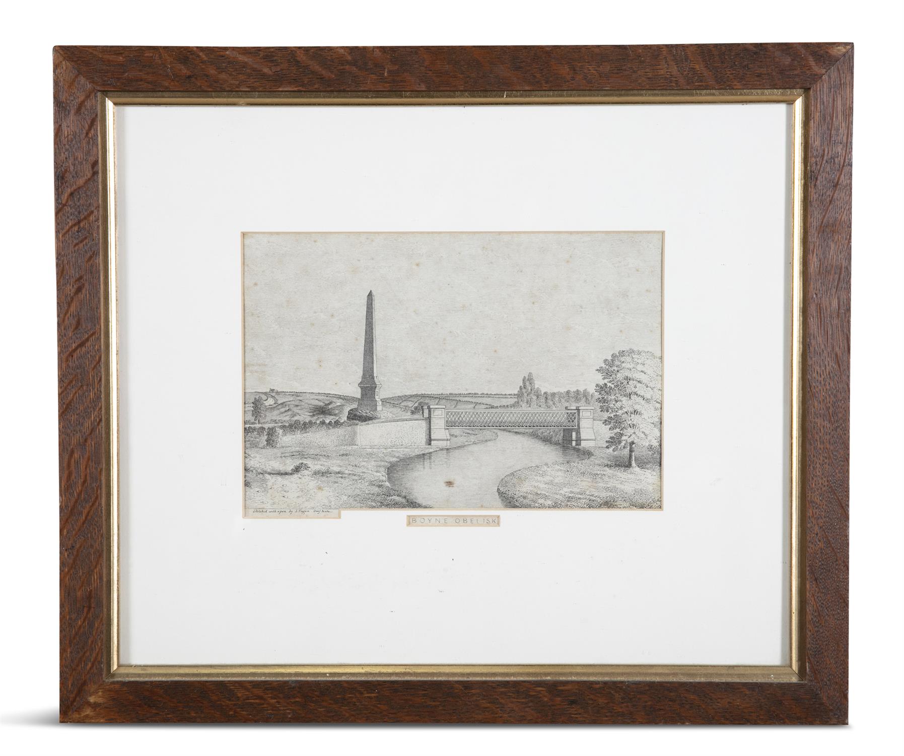 L. FAGAN (IRISH) The Boyne Obelisk of Oldbridge Ink and graphite on paper, 17 x 25cm With signed