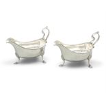 A PAIR OF IRISH GEORGE III SILVER SAUCE BOATS, by Jane Williams, Cork, the slightly flared rim with