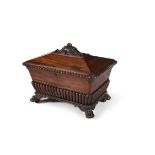 AN IRISH MAHOGANY RECTANGULAR WINE COOLER, in the Neo-Grecian style, c.1810, with domed lid