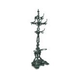 A COALBROOKDALE STYLE GREEN PAINTED CAST IRON HALL STAND, formed from leafy boughs. 180cm high