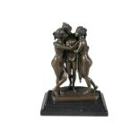 AFTER CANOVA Three Graces Bronze, 22cm high Stamped JB