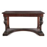 AN IRISH GEORGE IV MAHOGANY RECTANGULAR SIDE TABLE, in the manner of Williams and Gibton, Dublin,