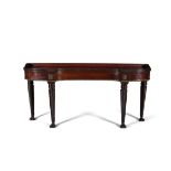 A REGENCY INLAID MAHOGANY BREAKFRONT SERVING TABLE, in the manner of Gillington, Dublin,