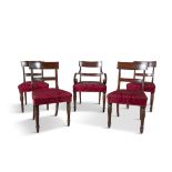 A SET OF TEN WILLIAM IV MAHOGANY DINING CHAIRS, comprising two carvers (one broken) and eight