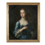 IRISH SCHOOL, 18TH CENTURY Portrait of a lady, half-length in a blue satin gown,