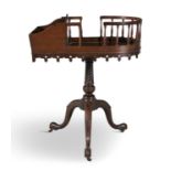 A GEORGE III MAHOGANY CUTLERY AND PLATE STAND C.1770, with box and bowed gallery swivel top on