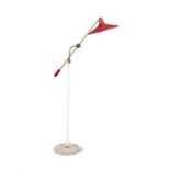 STILNOVO A brass and enamel floor lamp by Stilnovo, on a marble base, Italy, c.1950. 153cm (h)