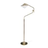 STILNOVO A brass floor lamp by Stilnovo, with an opaline glass shade, Italy, c.1960. 168cm (h)