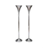 STANDING LAMPS A pair of Chrome trumpet-shaped standing lamps. France, c. 1960s. 190cm (h)