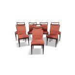 ISA A set of eight rosewood dining chairs by ISA, with upholstered seat and back, Italy, c.