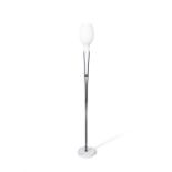 STILNOVO A lacquered metal floor lamp, with opaline glass shade, by Stilnovo, on a marble base,