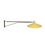 STILNOVO An adjustable brass wall light by Stilnovo, with enamel shade, Italy, c.