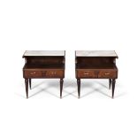 CABINETS A pair of Italian marble-topped bedside cabinets. 55 x 35 x 57cm (h)