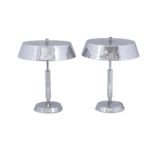 LAMPS A pair of chrome desk lamps, France, c.1970. 32 x 32 x 38cm (h)