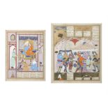 A GROUP OF TWO (2) PERSIAN MINIATURES Iran / Persia, Late 19th century The first one depicts a