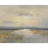 William Percy French (1854-1920) Bogland River Towards Dusk Watercolour, 39.5 x 50cm (15½ x