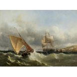 Edwin Hayes RHA RI ROI (1819-1904) Fresh Breeze off Kingstown, Dublin Bay Oil on canvas, 26 x 35.