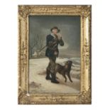 L. SMYTHE (19TH CENTURY) The woodcutter and his dog in the winter landscape Oil on canvas,