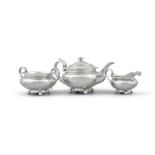 A SILVER THREE PIECE TEA SERVICE, London c.1823, mark of Joseph Angell I, comprising a circular