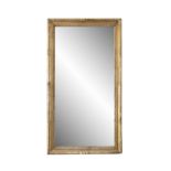 A 19TH CENTURY GILTWOOD MIRROR, fitted with rectangular bevelled glass plate. 90 x 50cm