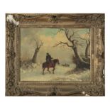 ENGLISH SCHOOL 18th CENTURY A Winter Scene with Travellers on Horseback Oil on canvas