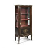 A LOUIS SEIZE STYLE MAHOGANY UPRIGHT VITREEN, with brass mounts, having single glass panel door