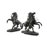 CHARLES CROZATIER (1795 - 1855) AFTER COSTEAU Marley Horses Bronze, each 59cm high, approx.