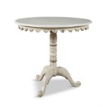 A PAINTED CIRCULAR OCCASIONAL TABLE, the circular top with moulded rim, above a wavy apron,