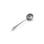 AN IRISH GEORGE III BRIGHT CUT SILVER SOUP LADLE, 18th century, makers mark of John Sheilds.