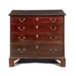 A GEORGE III MAHOGANY CHEST OF DRAWERS, with moulded rectangular top above four graduated long