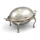 AN ASSORTED COLLECTION OF SILVER PLATED TABLE WARE, comprising a revolving oval breakfast dish; a
