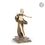 CÉLESTIN ANATOLE CALMELS (1822-1906) Danseuse orientale Sculpture chryséléphantine. Épreuve en