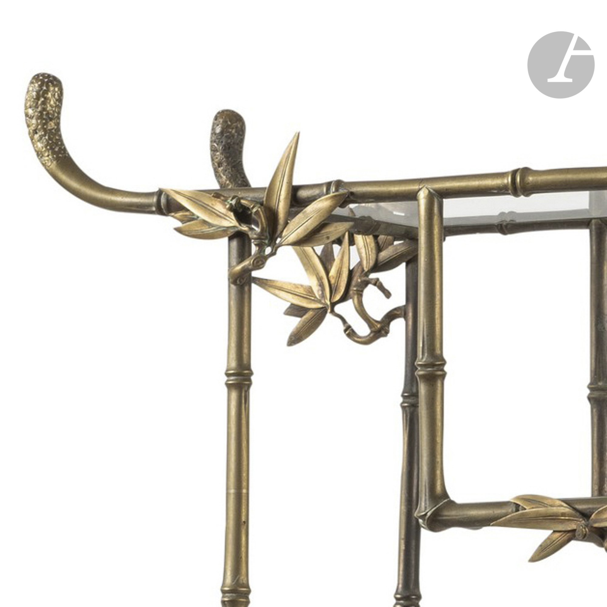 ÉDOUARD LIÈVRE (1828-1886)Tiges de bambou et feuillages groupésRare étagère traitée dans le goût - Image 2 of 3