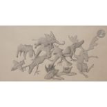 François MEZZAPELLE (né en 1955)Composition, 19872 crayons et estompe.Signés et datés.23 x 42,5 cm