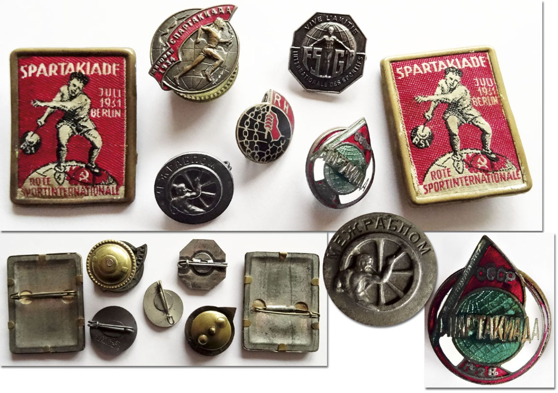 Spartakiade 1928 - 1934 - Seven badges from the Spartakiads from 1928 to 1934. Including R.H. (Red h