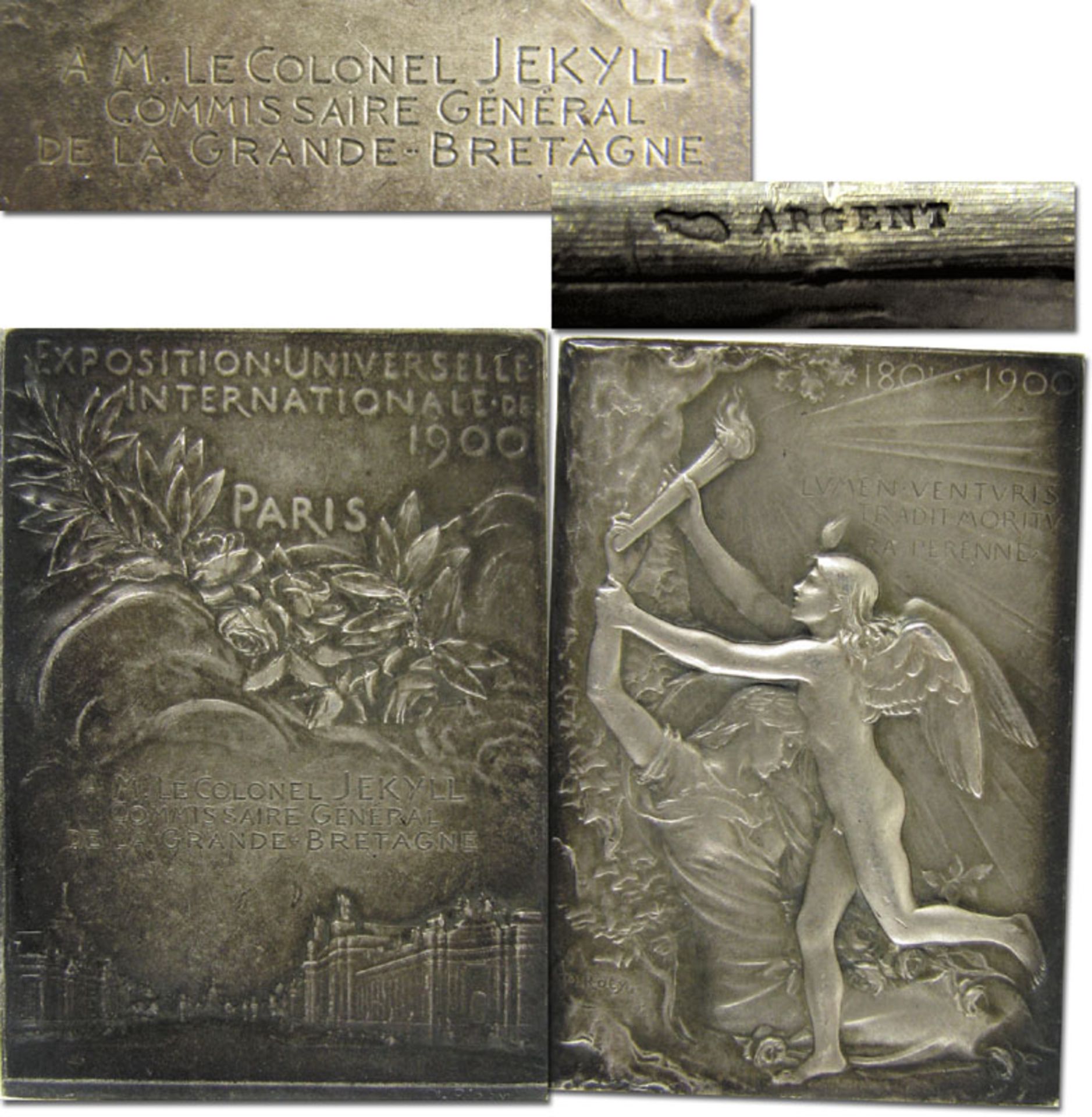 Olympic Games 1900. Official Plaque SILVER engrav - Official participation plaque for officials and 