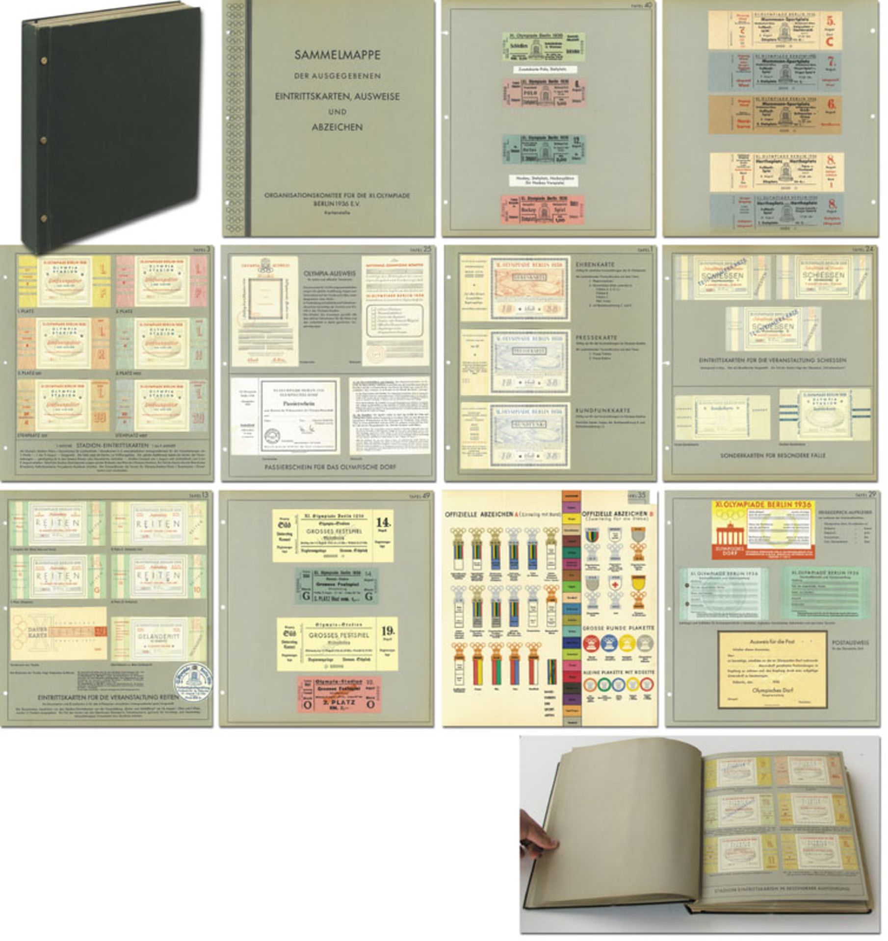 Olympic Games Berlin 1936 Official OC Ticketbook - Original ticketbook for all issued ticket, ID car