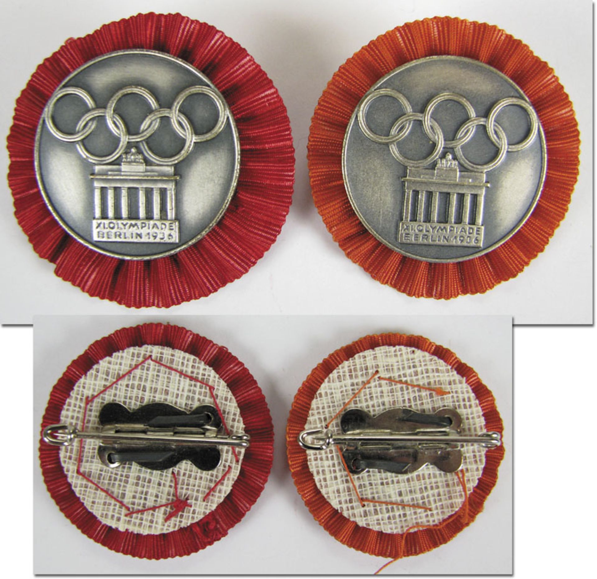 Two Participation Badges Olympic Games 1936 - Two Official badges 1) for  the German sports Camp Wee