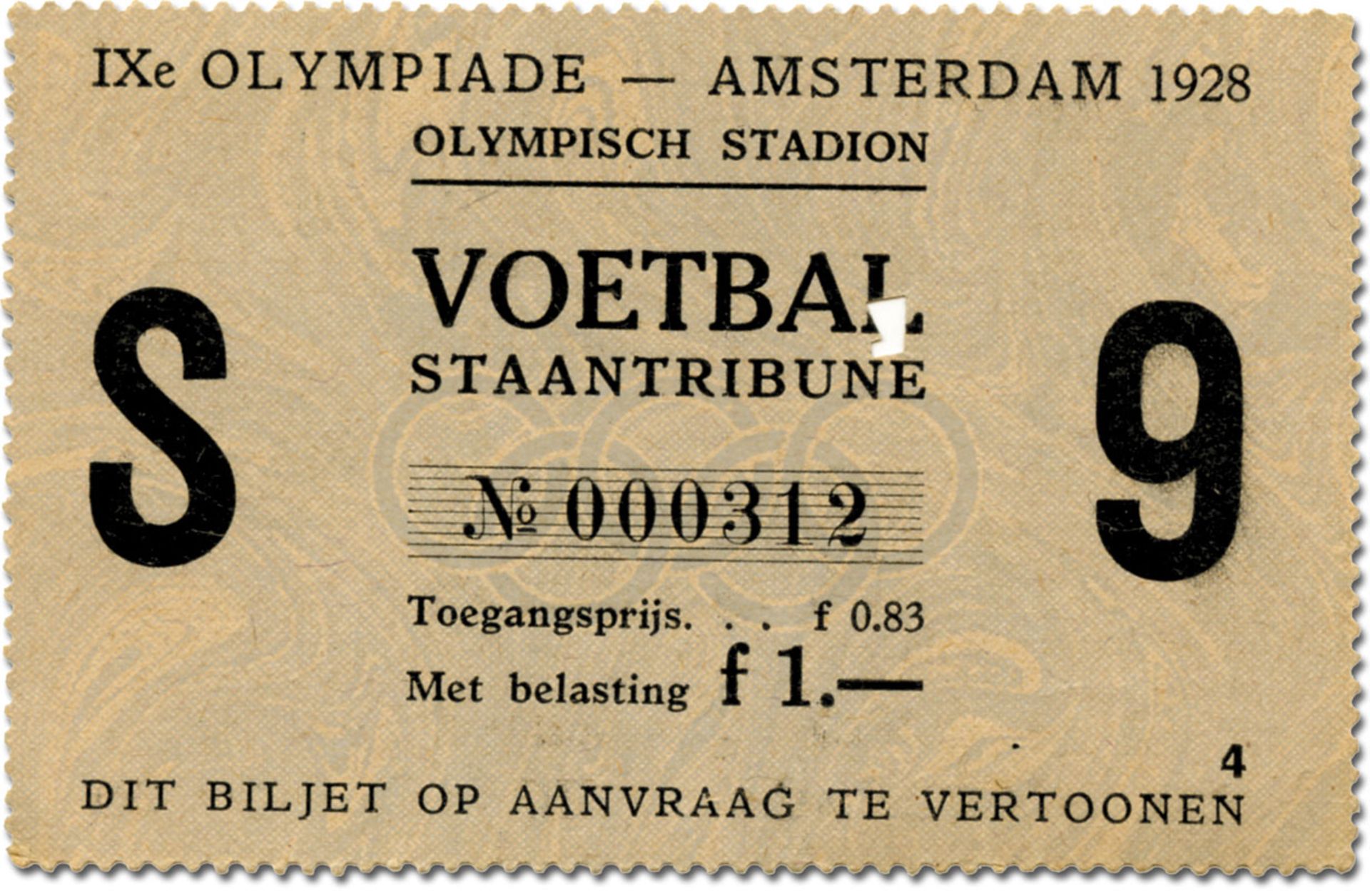 Olympic Games 1928. Football Ticket Italy v Spain - Ticket for a match of the Olympic football tourn