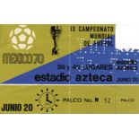 Eintrittskarte WM1970 - Fußball-Weltmeisterschaft 1970 in Mexiko. Spiel um den 3.Platz: