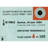 Eintrittskarte WM1954 - Eintrittskarte 1/8 de Finale. Zürich, 19.Juni 1954, Stade du Hardturm 17