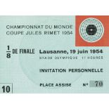 Eintrittskarte WM1954 - Eintrittskarte 1/8 de Finale. Lausanne, 19.Juni 1954 (Brasilien -