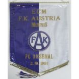 Wien, Austria - Wimpel - Original Spielwimpel "ECM - F.K. Austria Memphis - FC Arsenal 2.10.1991" (