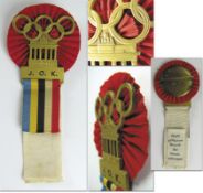 Participation Badge: Olympic Games 1936. IOC - Olympic Games 1936 Berlin. „I.O.K.“ (International Ol