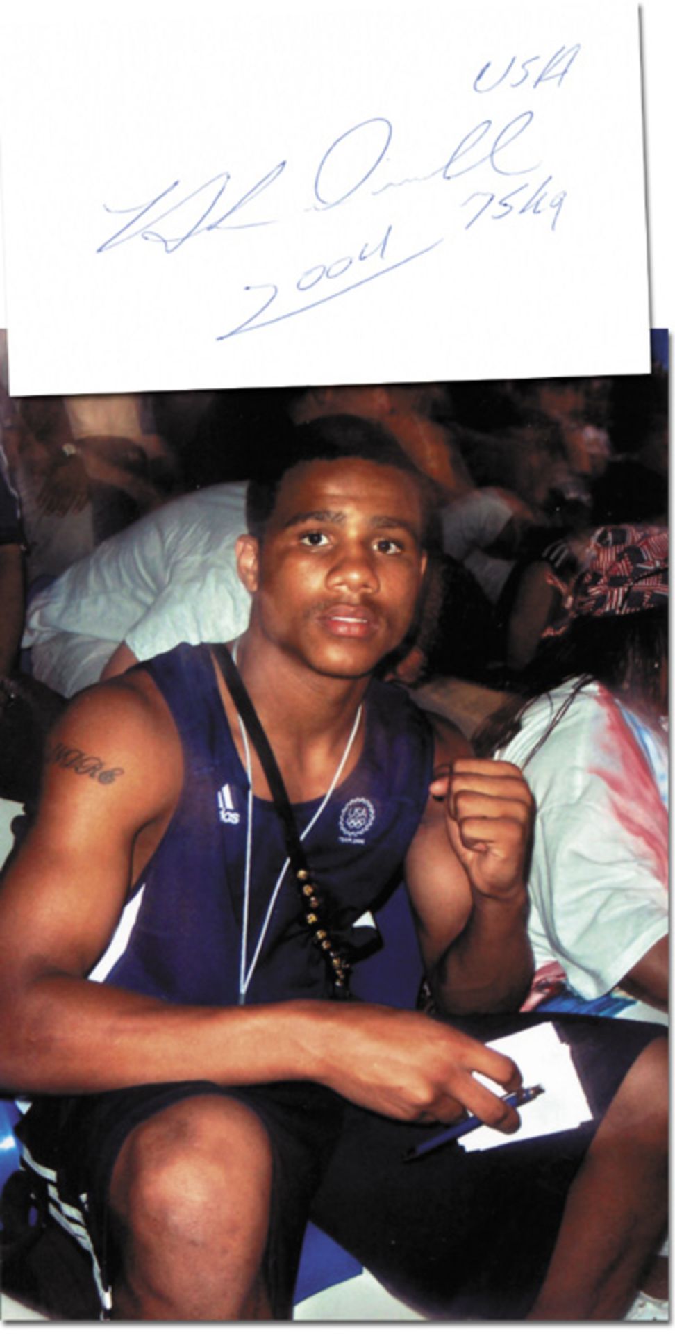 Olympic Games 2004 Boxing Autograph USA - File card with original signature of  Andre Dirrel (USA). 