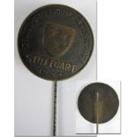 Abzeichen 1949 - „Deutsche Fussballmeisterschaft Stuttgart 1949“ Bronze, 2,5 cm. - Sehr seltenes